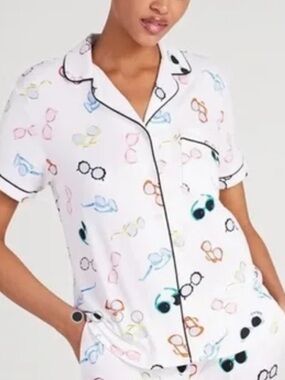 KATE SPADE Surf Shack Short Pajama Button Up Top L